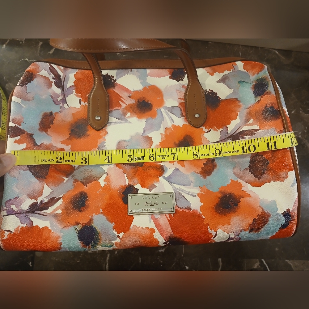 Lauren Ralph Lauren Red and Blue Floral Satchel - Picture 12 of 16